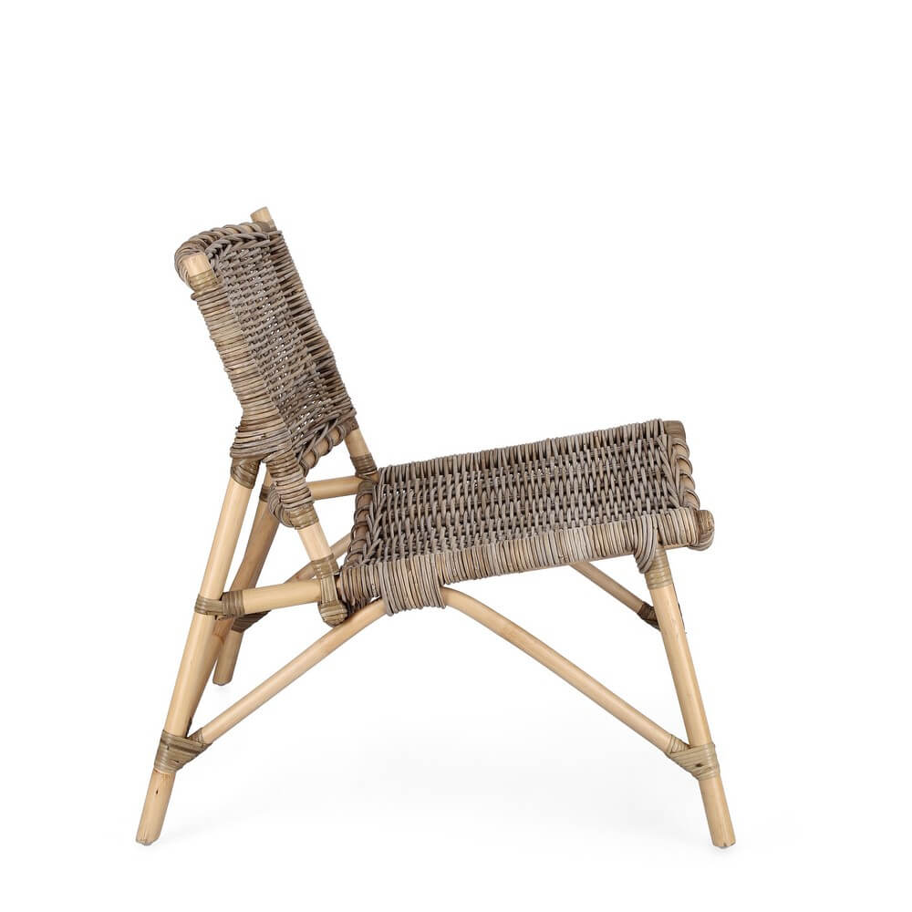 Poltrona Lounge in Rattan Intrecciato Kubu Stile Naturale - MIRABELLE