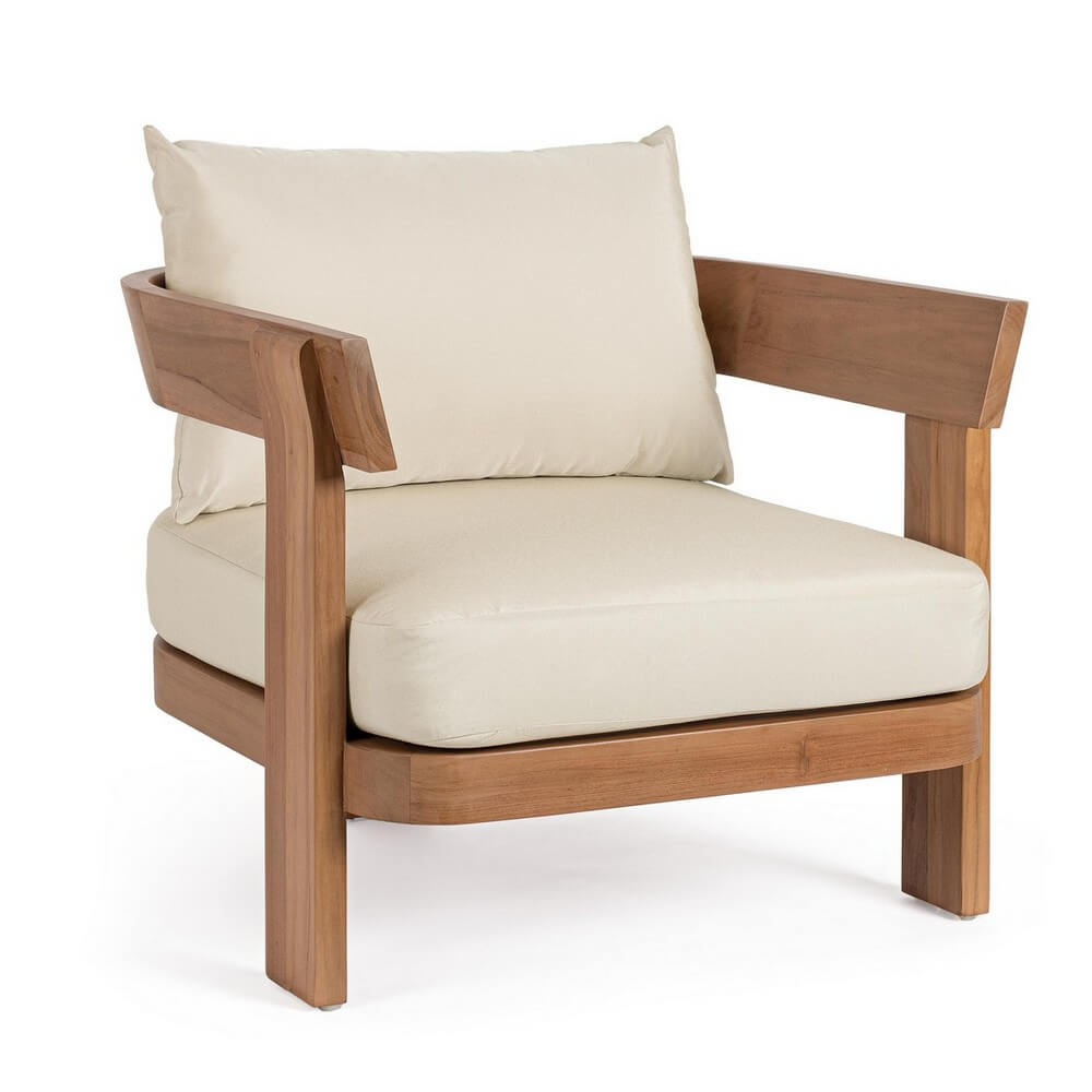Poltrona da Giardino in Teak con Cuscini Idrorepellenti - ZAFIRA