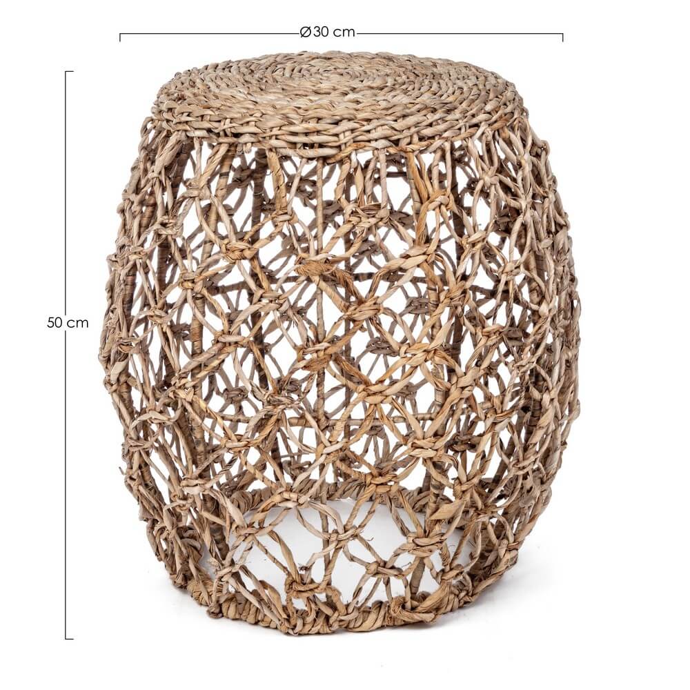 Sgabello rotondo intrecciato in fibra di banano naturale H50 - ADRIAN