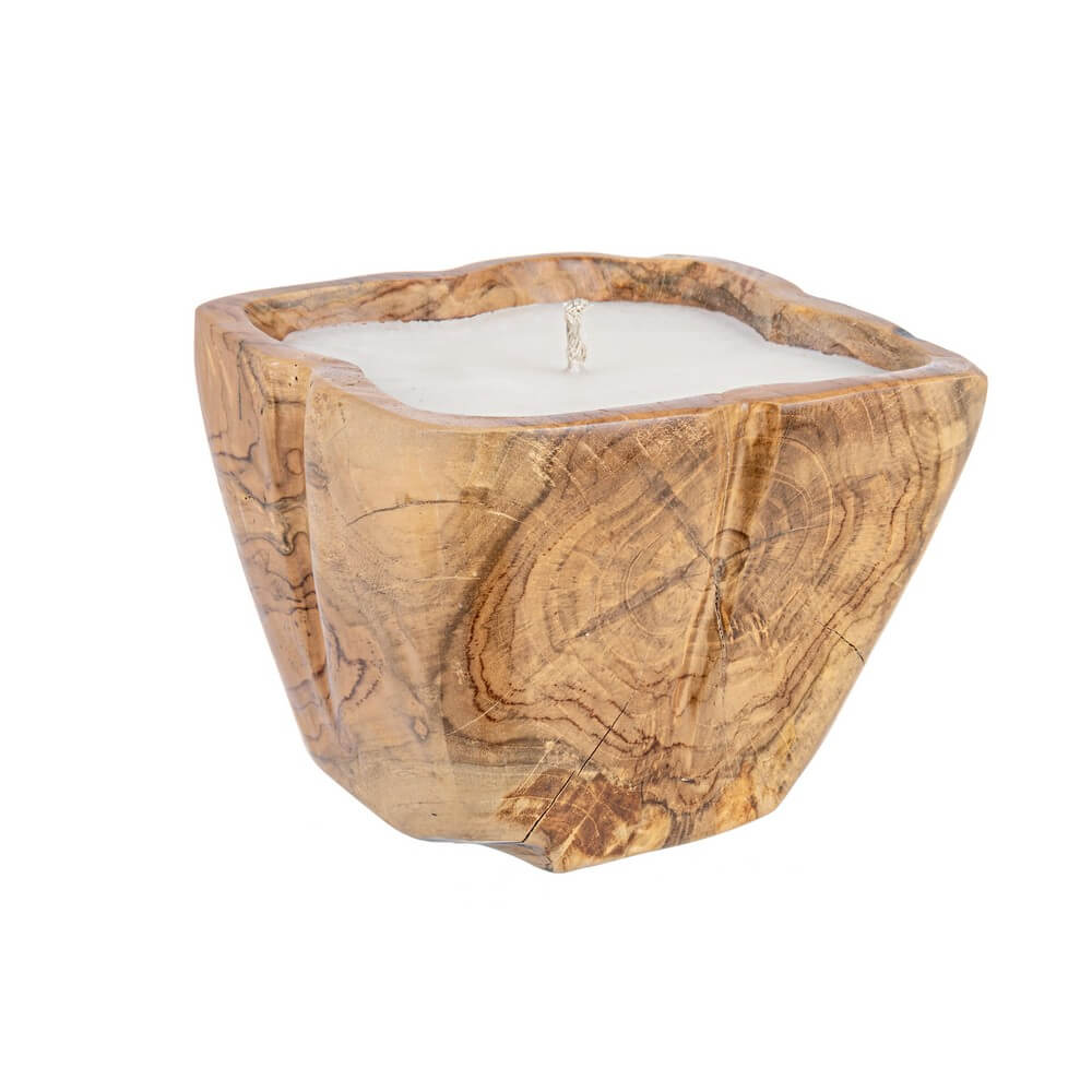 Candela in Legno di Teak Naturale per Esterno 27x27 cm - KELLY