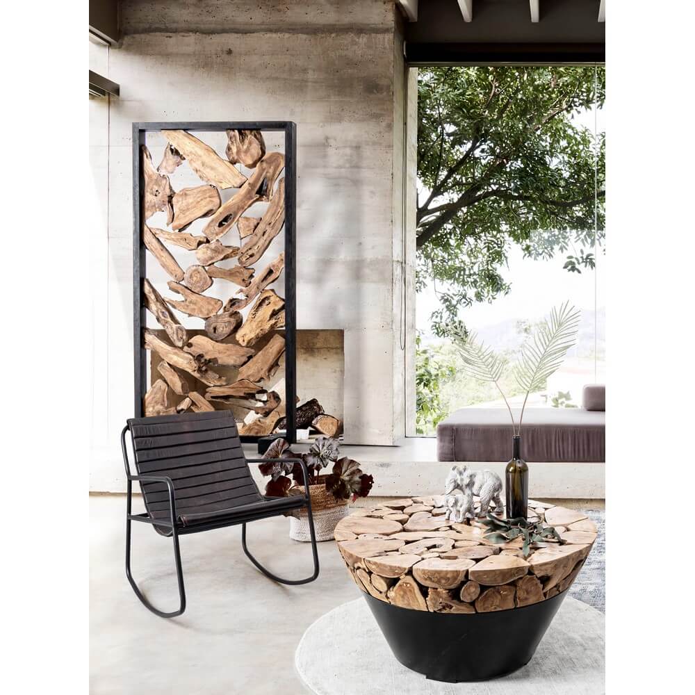 Paravento in Legno Meranti con Radici di Teak Naturale - PHOEBE