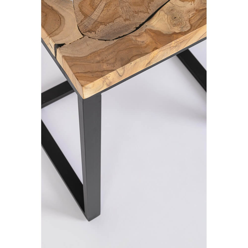 Set da 3 Tavolini in Radica di Teak e Acciaio Verniciato - MIRANDA