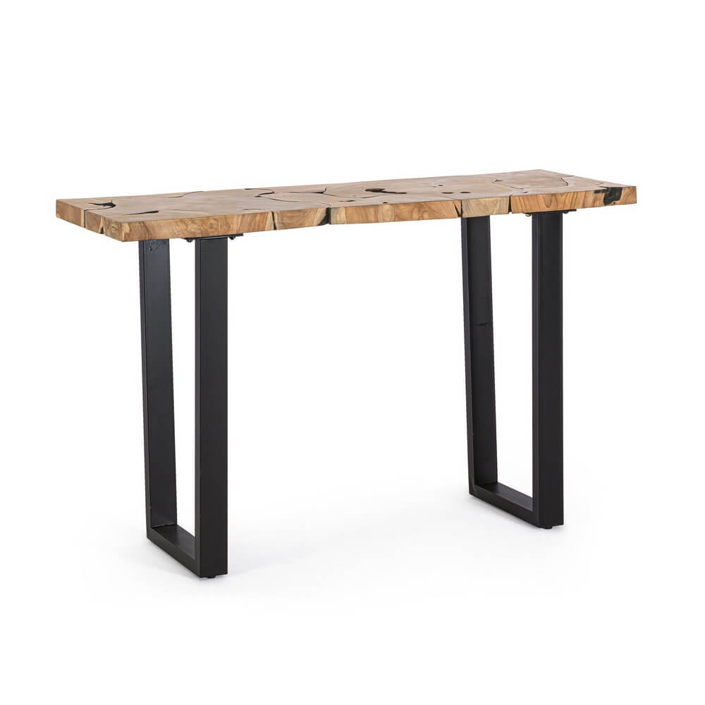 Consolle in Radica di Teak e Acciaio Verniciato 120x40 cm - MIRANDA