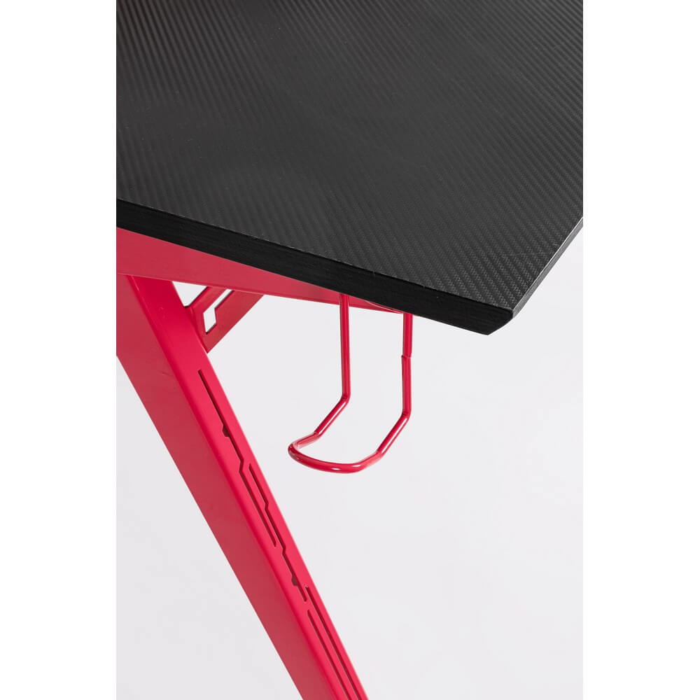Scrivania Gaming con Ripiano Rialzato in Acciaio Rosso e Nero - NEBULA