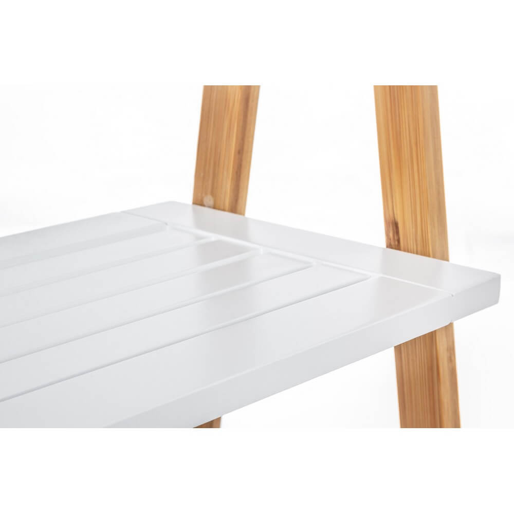 Scaffale a Scaletta in Bamboo con Ripiani in MDF Bianchi - QUINN