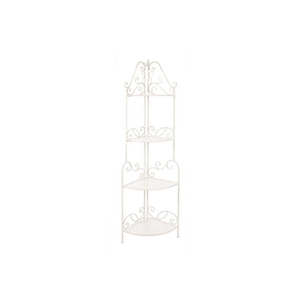 Angoliera in Ferro Battuto Bianco 4 Piani Stile Shabby - IRENE