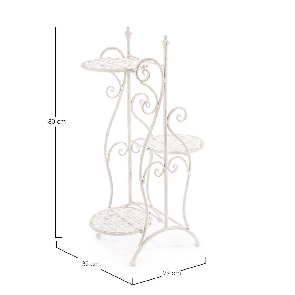 Set di 3 Porta Fiori in Acciaio a 3 Piani Pieghevole Stile Shabby - IRENE