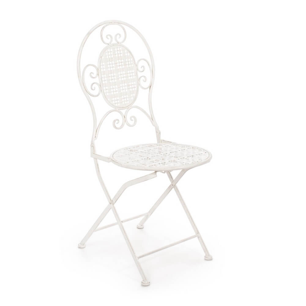 Set di 2 Sedie Pieghevoli da Giardino in Acciaio Stile Shabby - IRENE