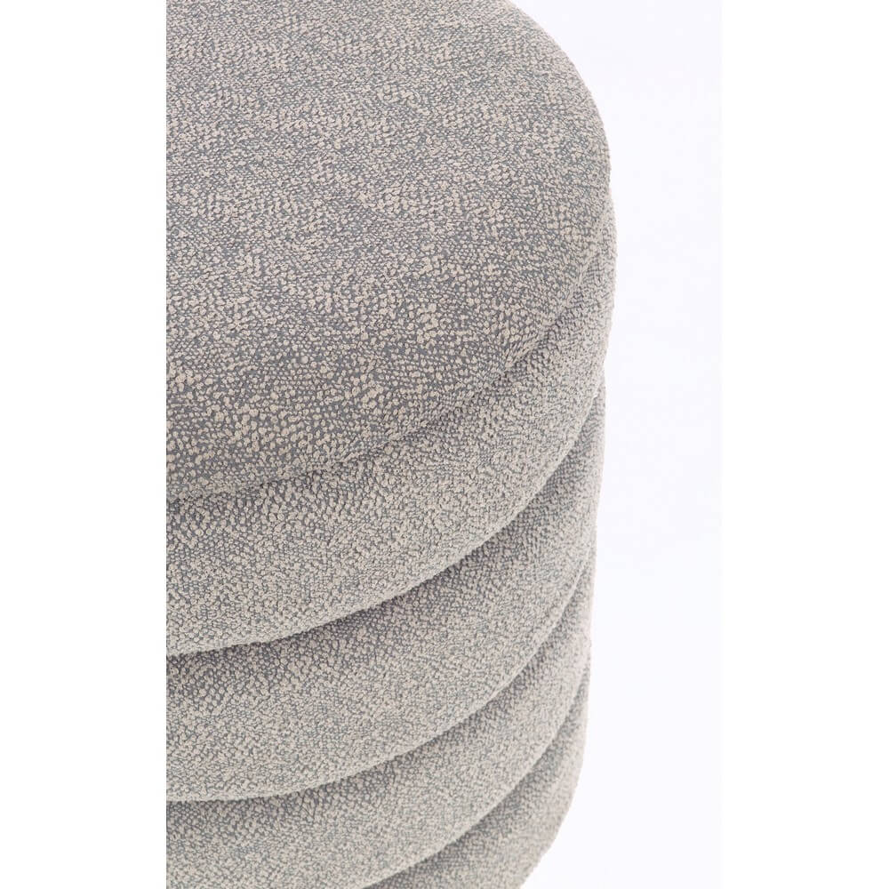 Set di 2 Pouf Rotondi Imbottiti in Tessuto Bouclé Grigio Chiaro - JACKSON
