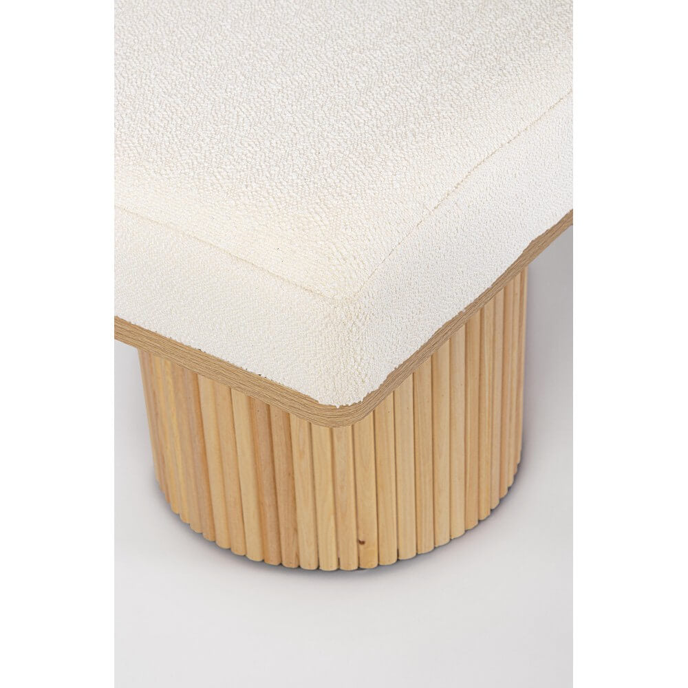 Panca Imbottita in Tessuto Bouclé con Gambe in Legno di Pino - RYAN