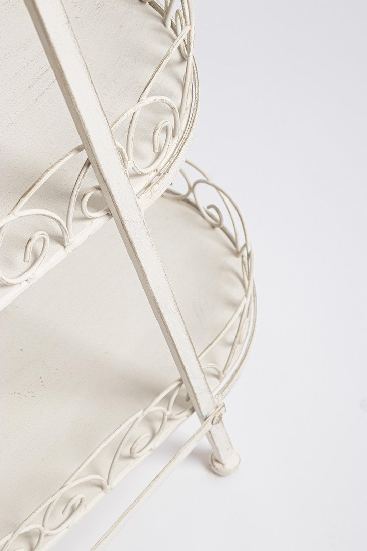 Set di 2 Espositore a 4 Piani in Acciaio Bianco Stile Shabby - LEXI
