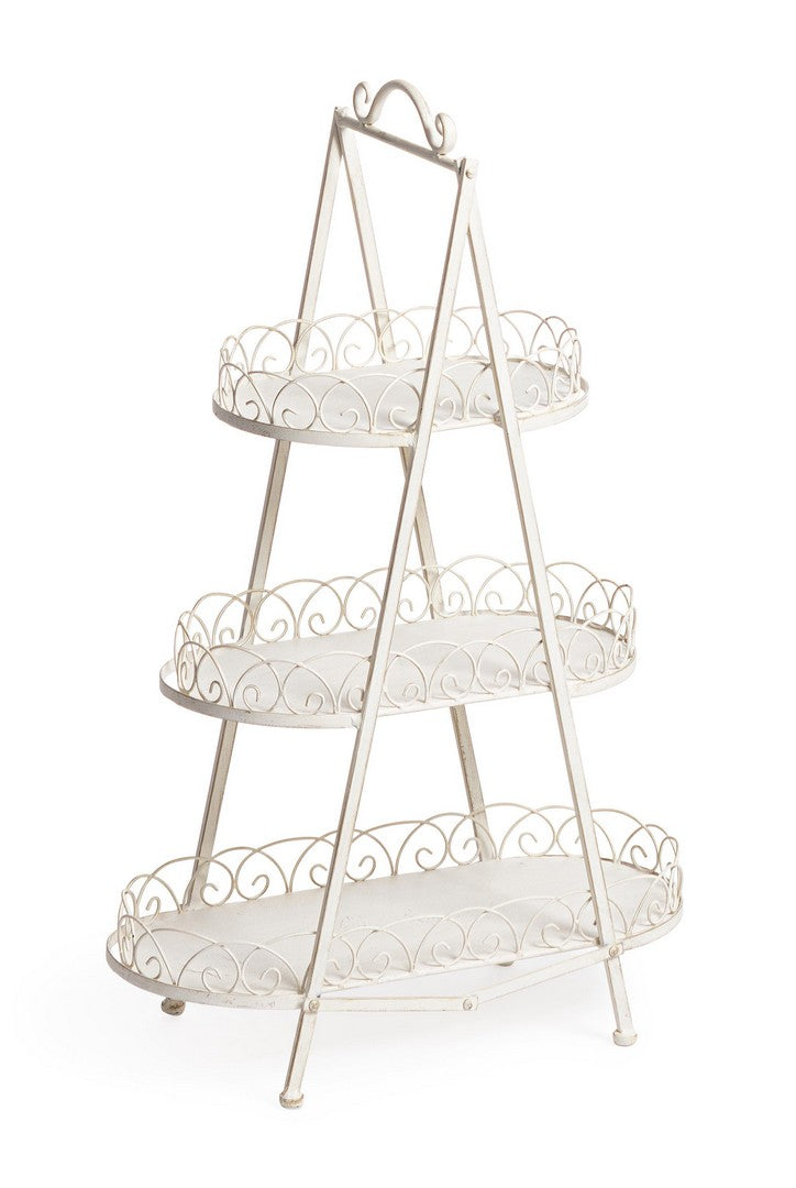 Set di 2 Espositore a 4 Piani in Acciaio Bianco Stile Shabby - LEXI