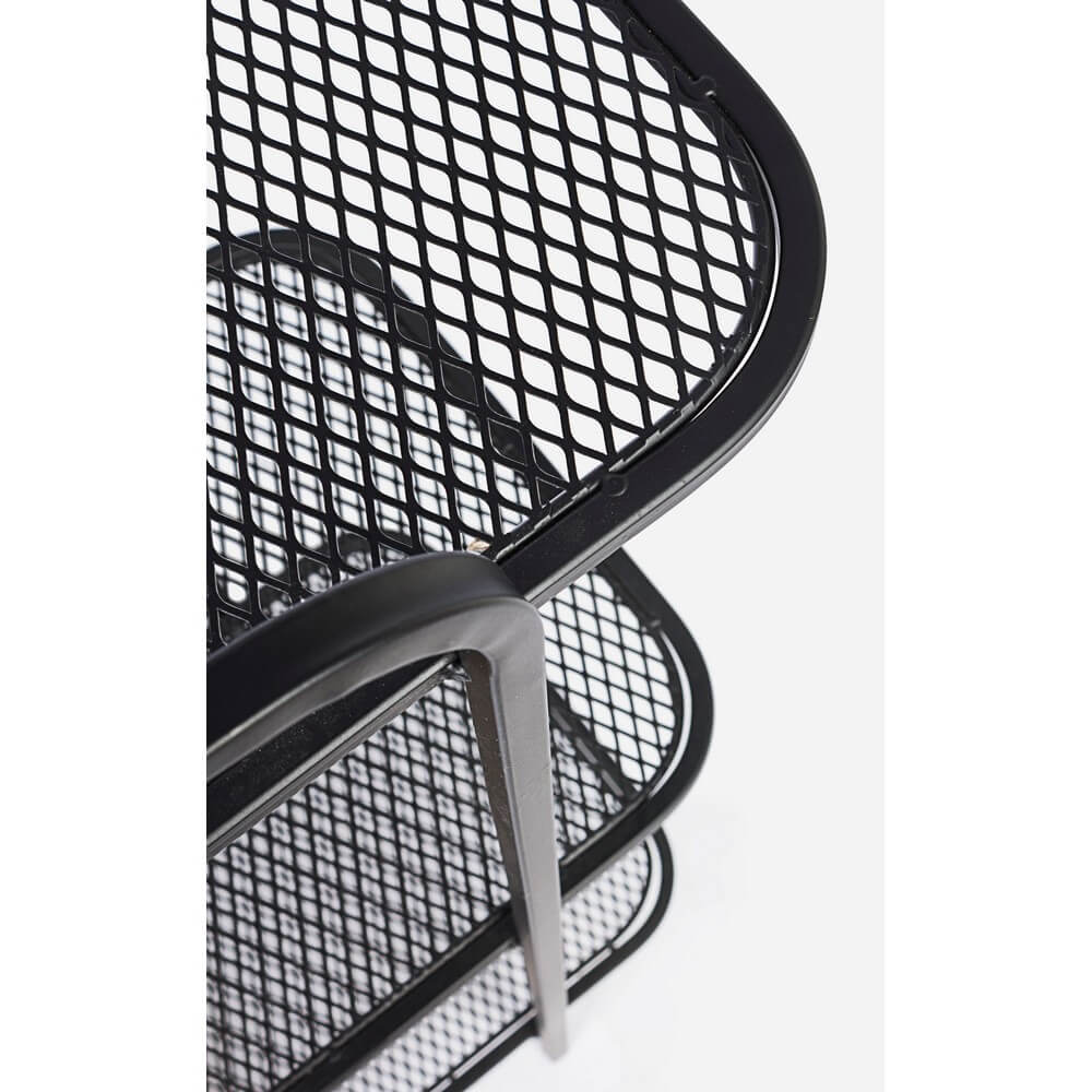 Libreria a 3 Piani in Acciaio Nero e Rattan Naturale - LIVIA