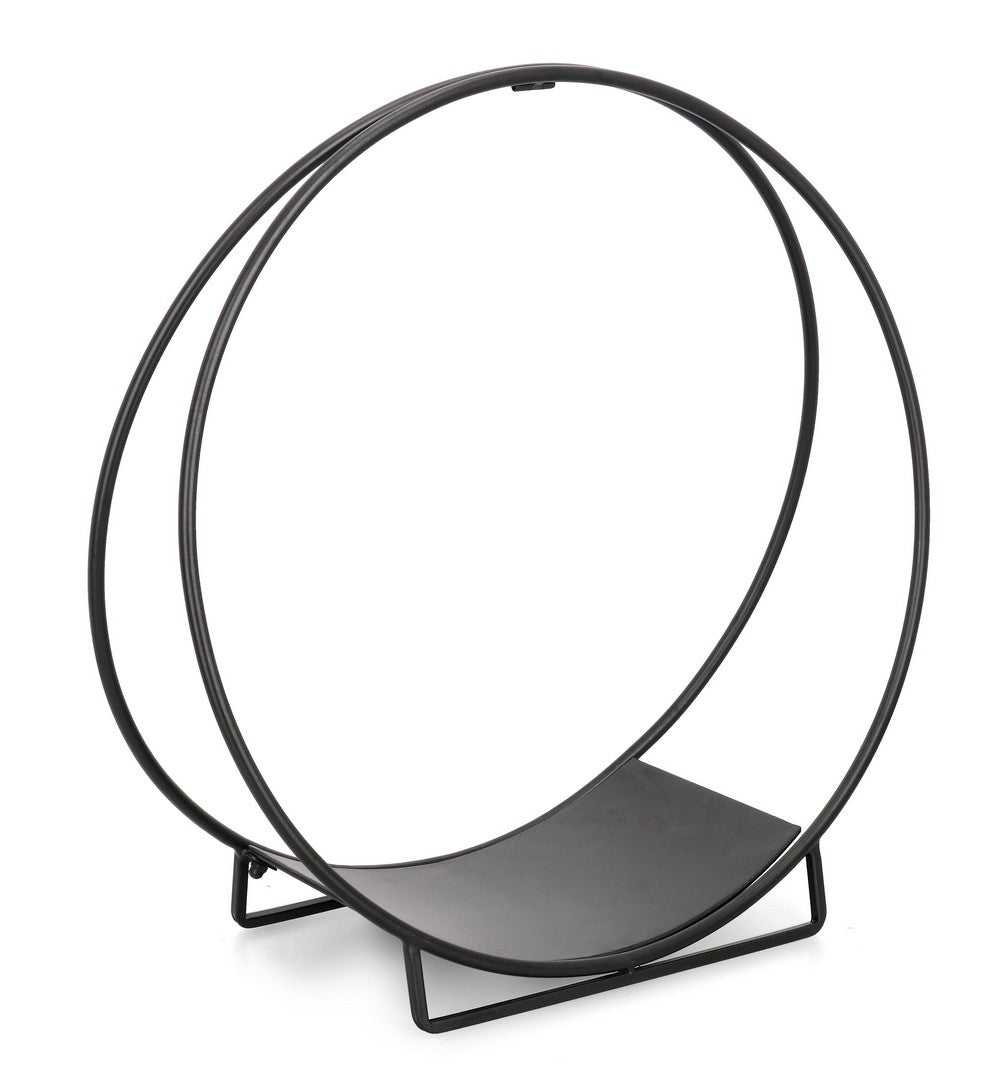 Set di 4 Porta Legna Rotondo in Acciaio Verniciato Nero H71 - RONNY