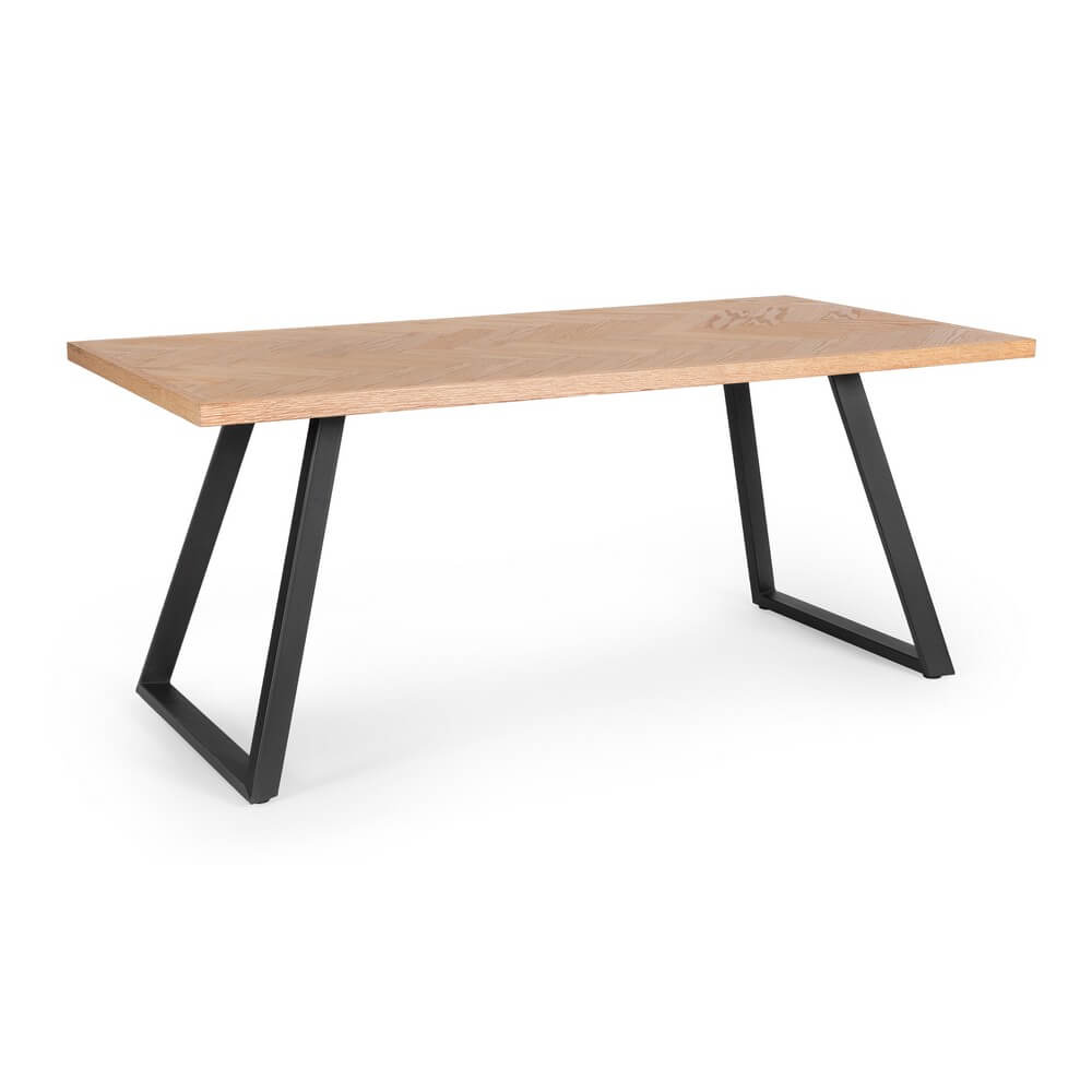 Tavolo da Pranzo in MDF Impiallacciato con Gambe in Acciaio 180x90 - GRIFFIN