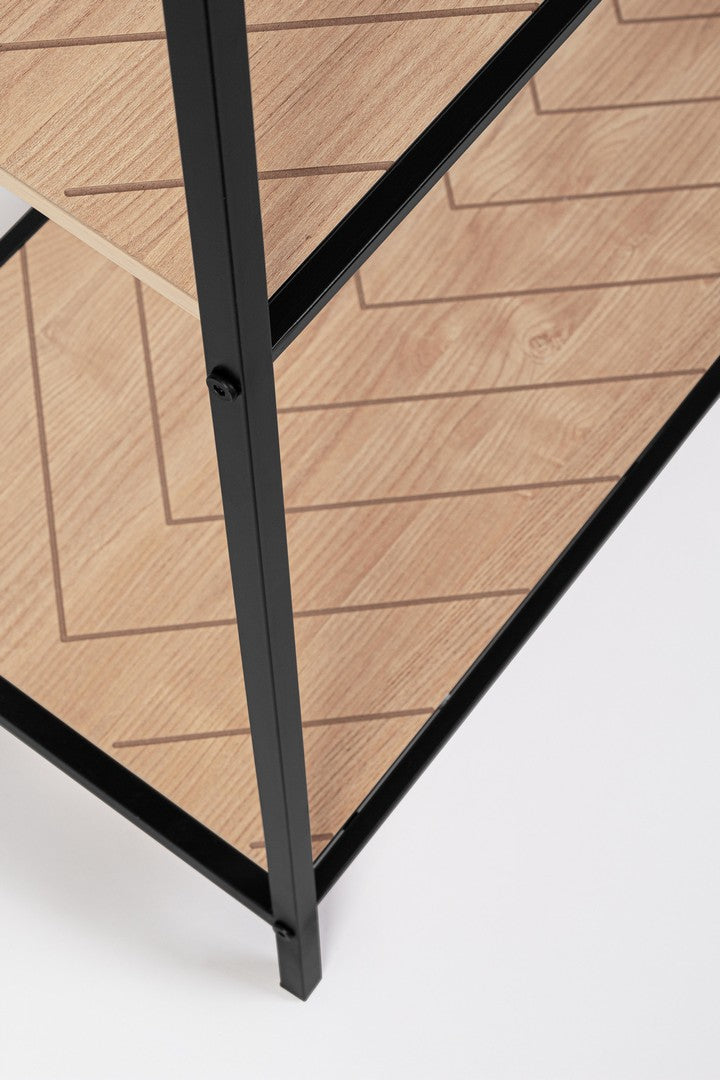 Libreria a Scala 4 Piani in Metallo Nero e Legno Naturale - HALDOR