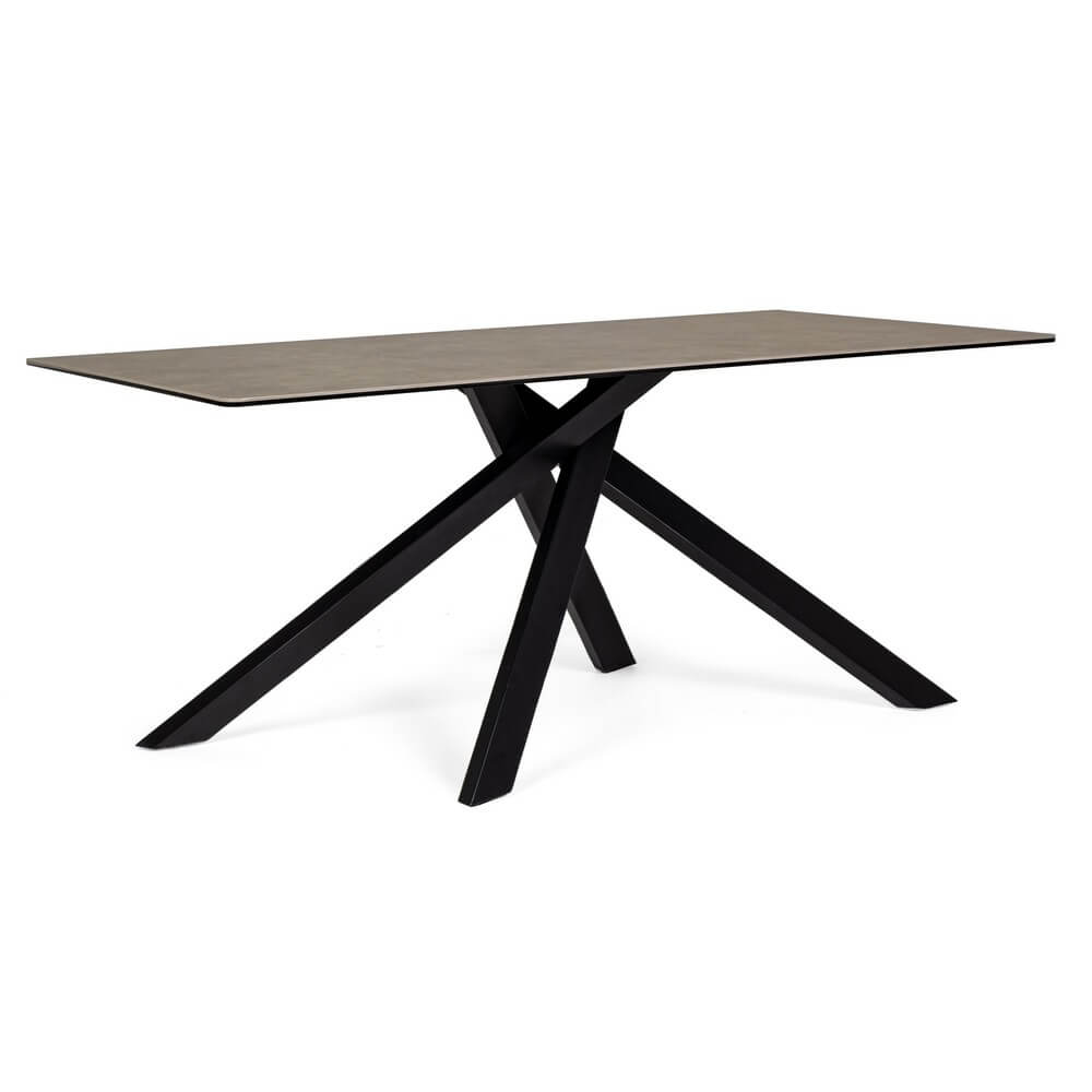 Tavolo da Pranzo in Ceramica con Base in Acciaio Nero 180x90 - KATE