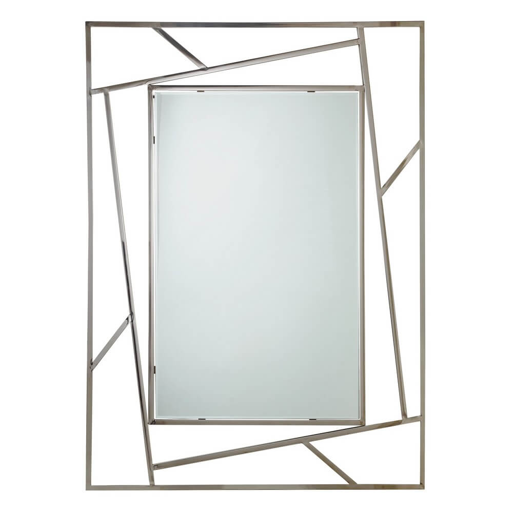 Specchio Rettangolare con Cornice in Acciaio Geometrica 120x90 - GAVIN