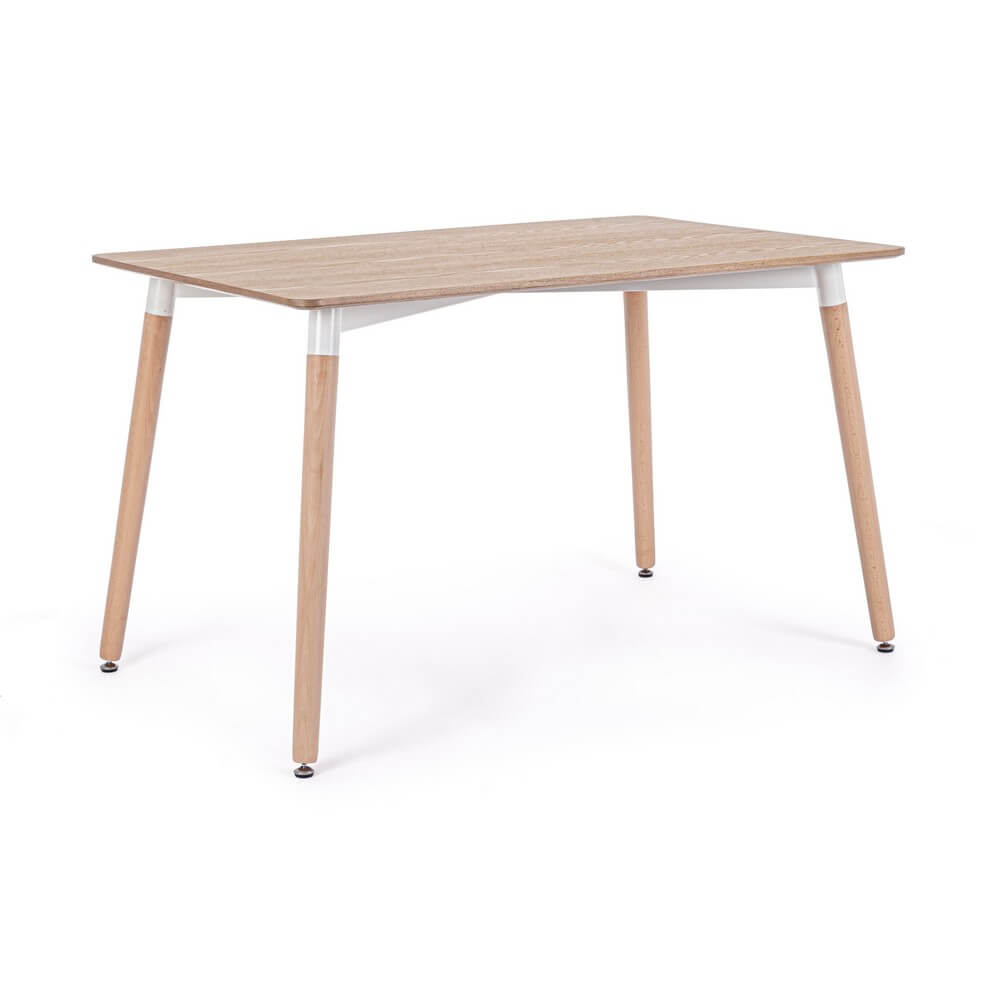 Tavolo da pranzo in legno di faggio piano effetto legno 120x80 - NOVA