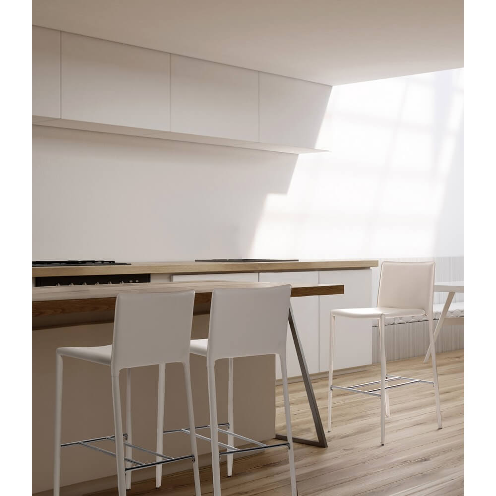 Set di 2 Sgabelli da Bar in PVC Bianco con Struttura in Acciaio - ISABELLE