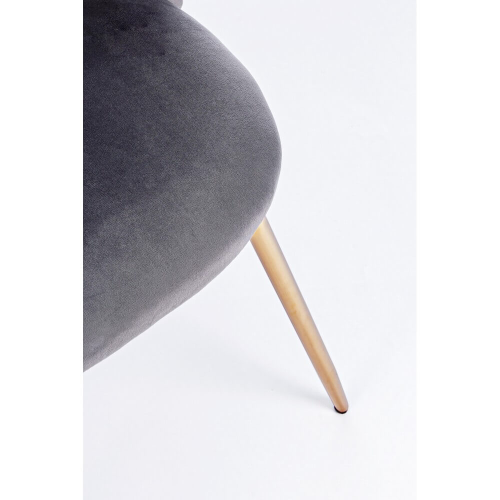 Set di 4 Sedie Imbottite in Velluto Grigio con Gambe Dorate - GABRIELLA