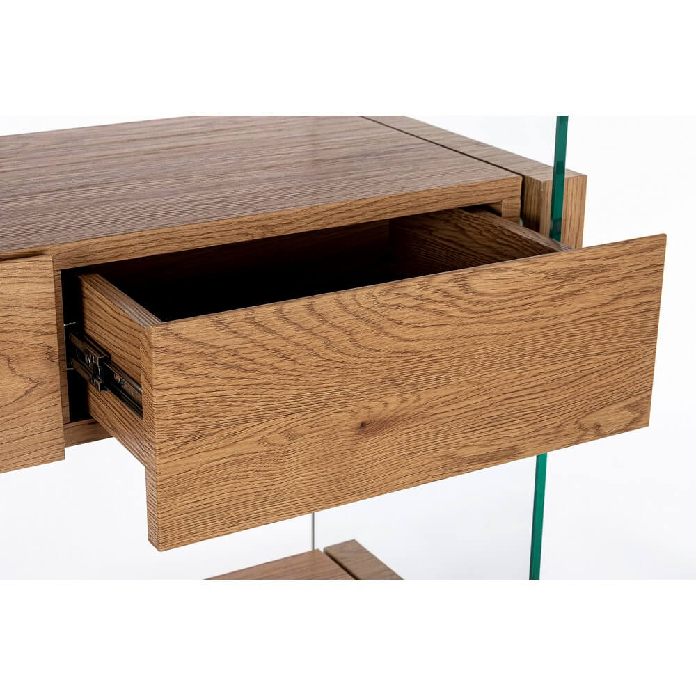 Libreria 4 Piani 2 Cassetti in Vetro e Legno Nero - SARA