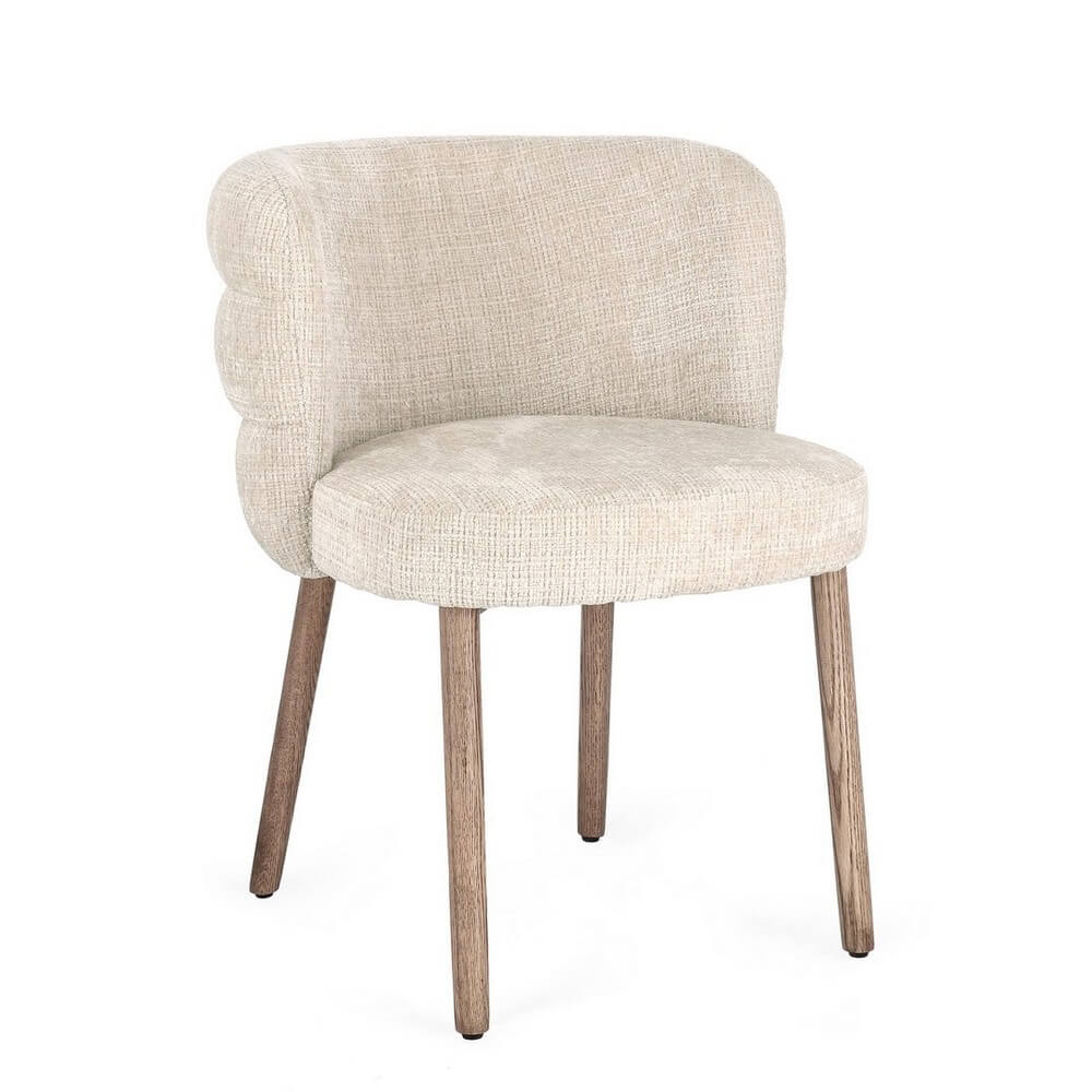Set di 2 Sedie con Braccioli Imbottite in Tessuto con Gambe in Quercia - ILMA