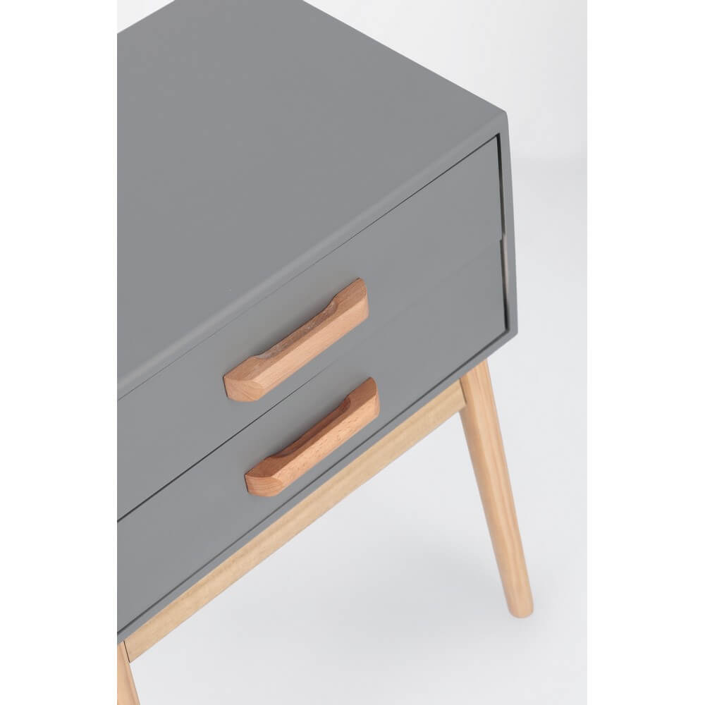 Comodino 2 Cassetti in Legno Stile Scandinavo Grigio - EXCEPTIONAL