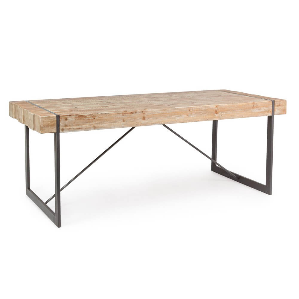 Tavolo da pranzo in legno abete e acciaio 200x90 cm - THEO