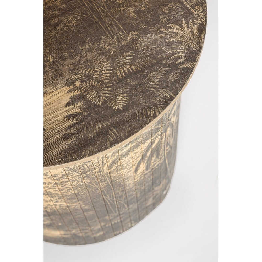 Tavolino Rotondo in Bambù con Stampa Tropicale 40x40 cm - NIPPON BAMBOO