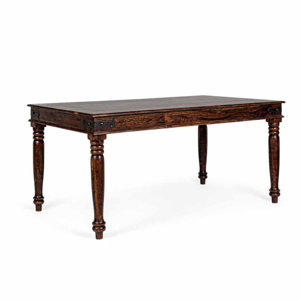 Tavolo da pranzo in legno di acacia massiccia gambe tornite stile etnico 160x90 - MUMBAI