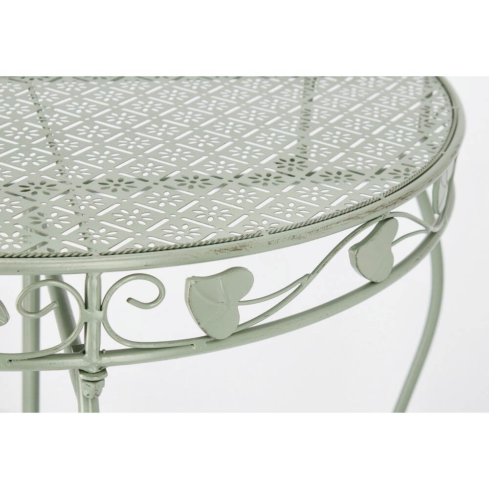Set di 2 Consolle Mezzaluna in Acciaio Verde Salvia con Decori Floreali - GIANNA