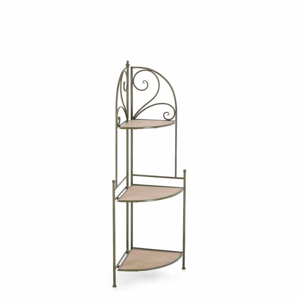Angoliera HIDDEN GARDEN verde scuro con volute decorative, vista di tre quarti su fondo bianco #colore_Verde Scuro