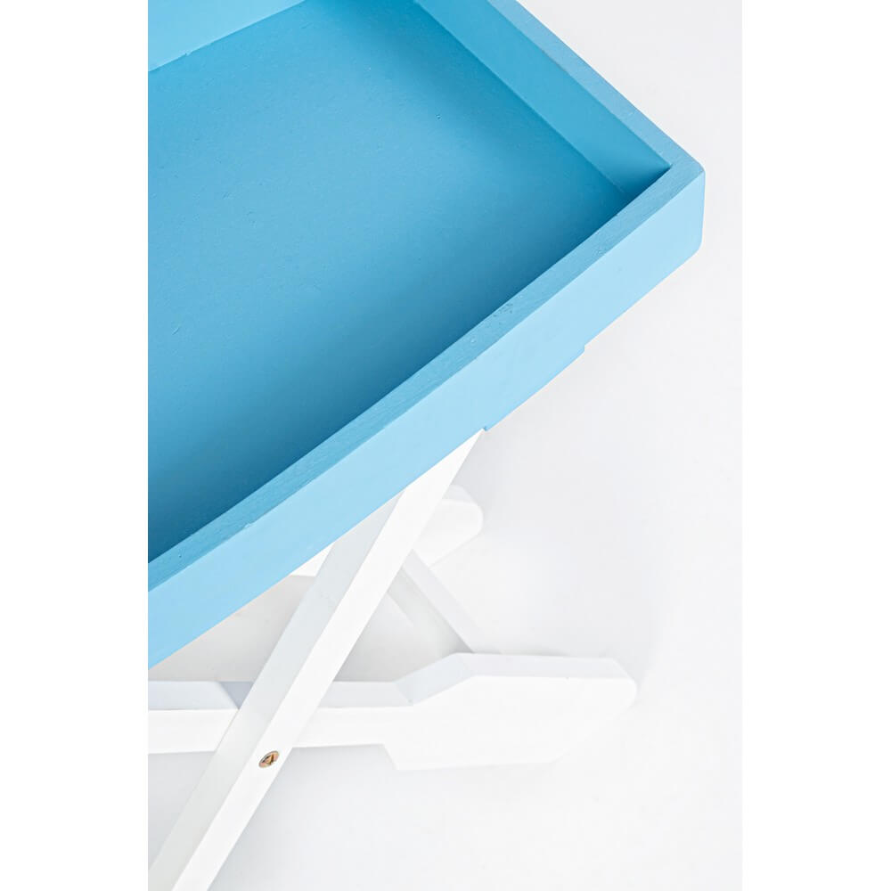 Tavolino Pieghevole in Legno con Vassoio Ovale Azzurro H56 - ELLIOT