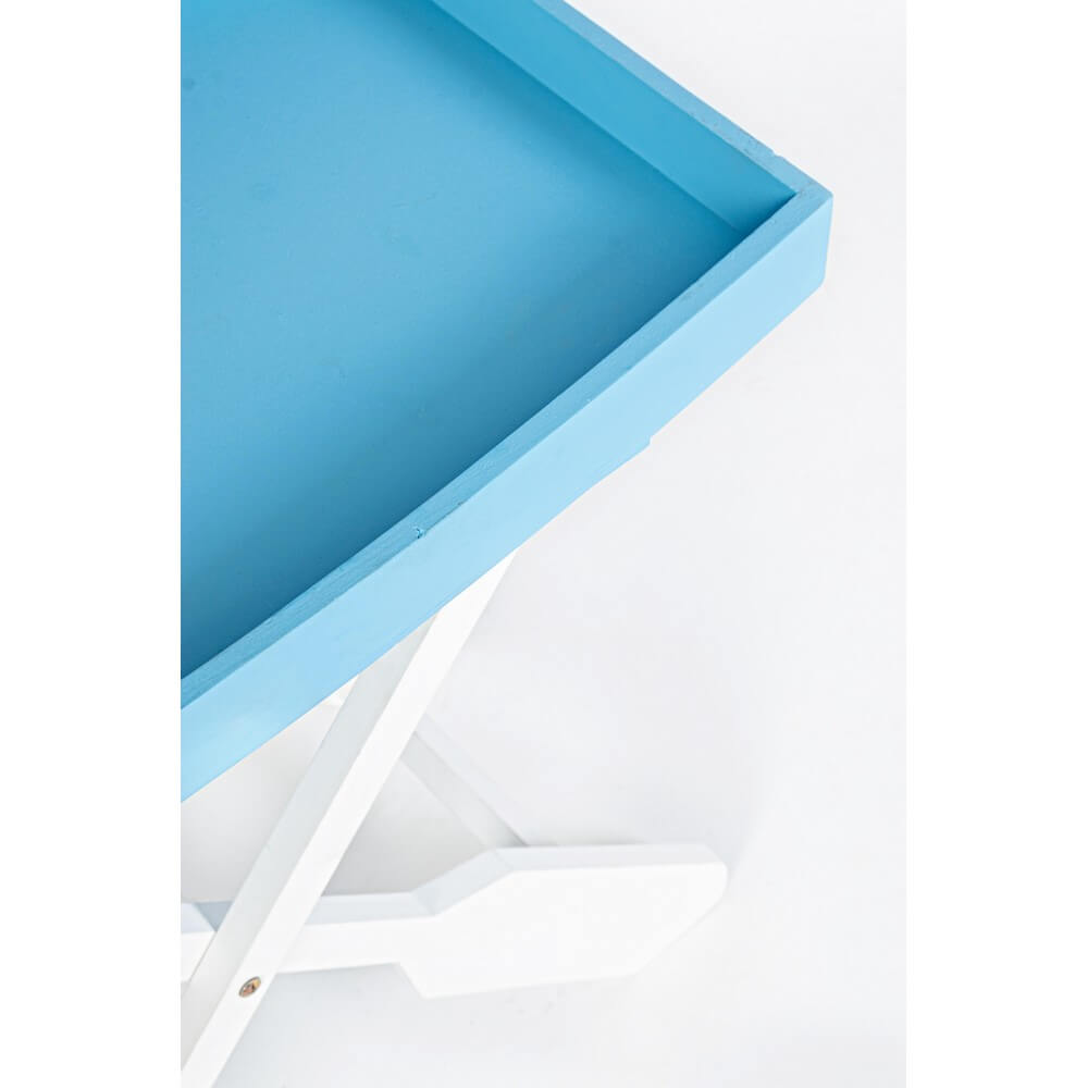 Tavolino Pieghevole in Legno con Vassoio Ovale Azzurro H66 - ELLIOT