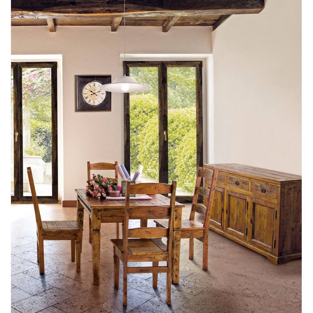 Sedia in Legno Massello di Acacia Rustico Anticato - NINA