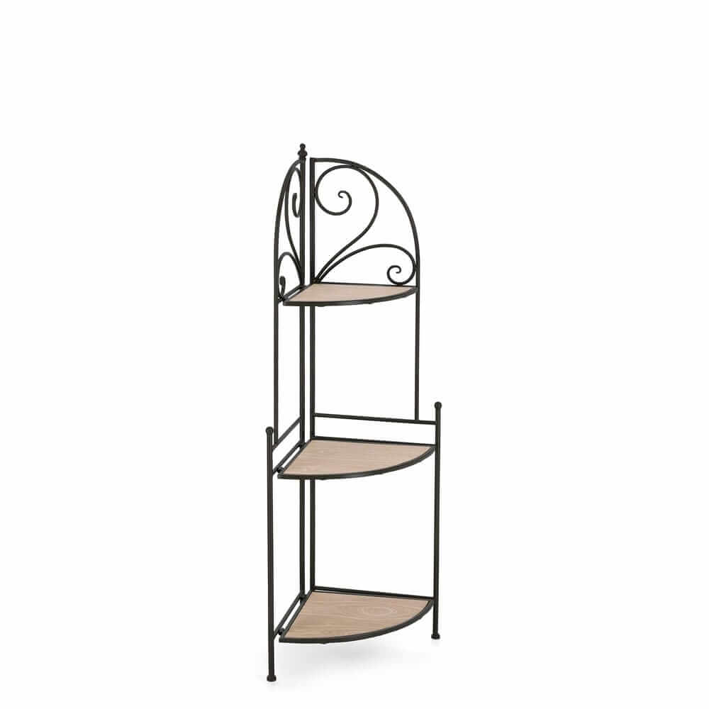 Angoliera 3 Piani in Metallo Nero e MDF Stile Romantico - GISELLE