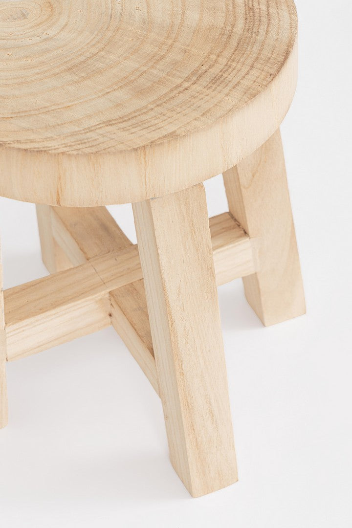 Set di 2 Porta Vaso in Legno di Paulownia Naturale Rotondo - YAKO