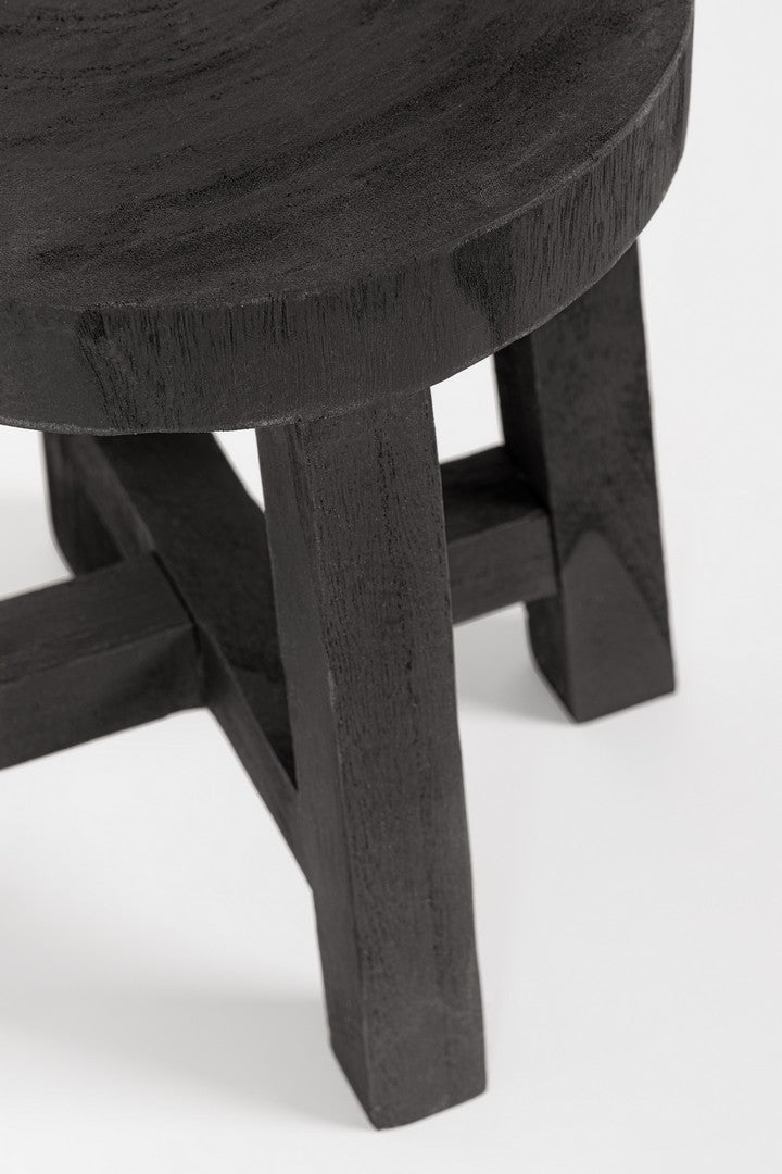 Set di 2 Tavolini Porta Vaso Rotondi in Legno di Paulownia H30 - YAKO