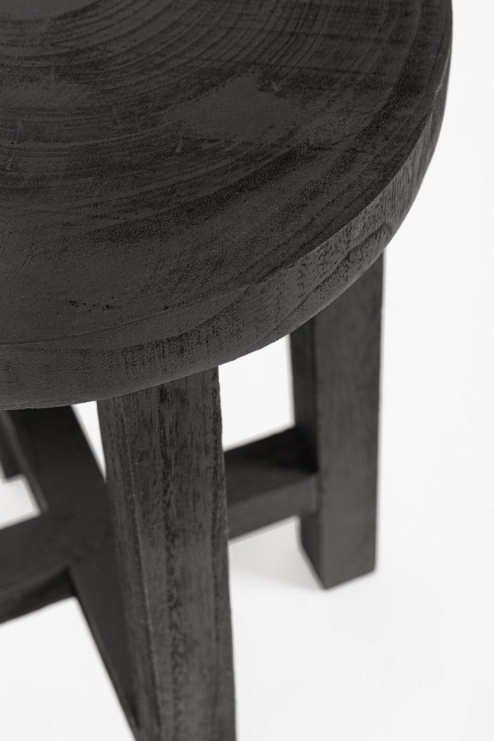 Set di 2 Tavolini Porta Vaso Rotondi in Legno di Paulownia H50 - YAKO