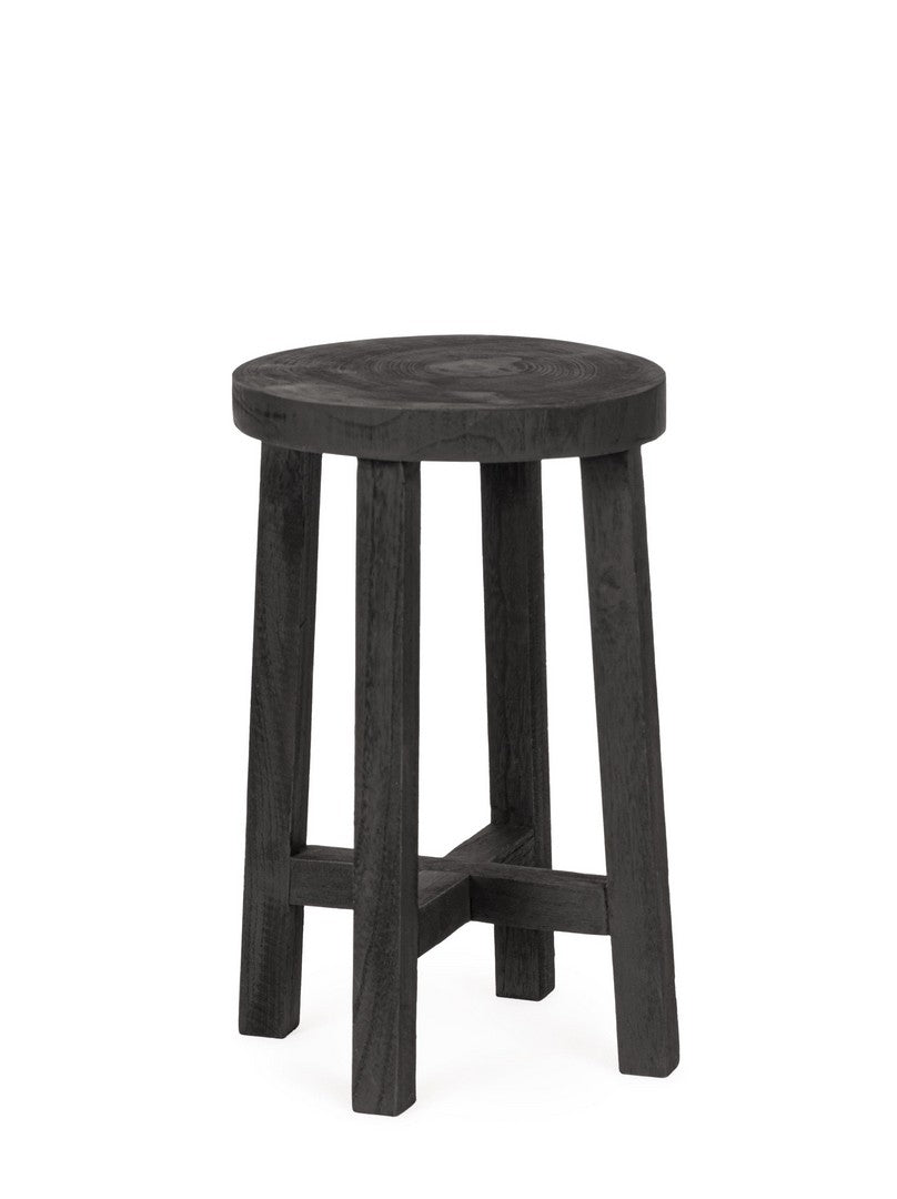 Set di 2 Tavolini Porta Vaso Rotondi in Legno di Paulownia H50 - YAKO