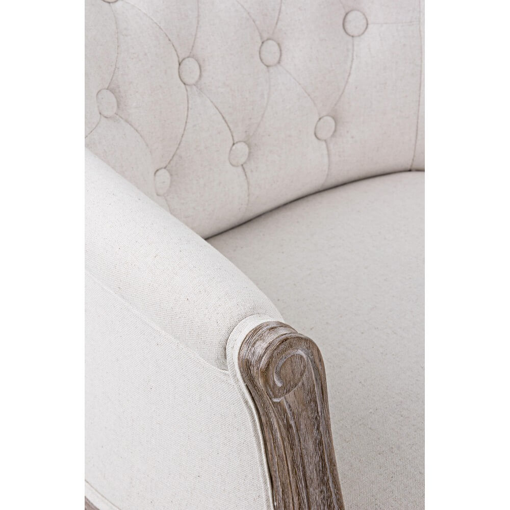 Set di 2 Poltrone Stile Barocco in Legno e Tessuto Naturale - MAXWELL
