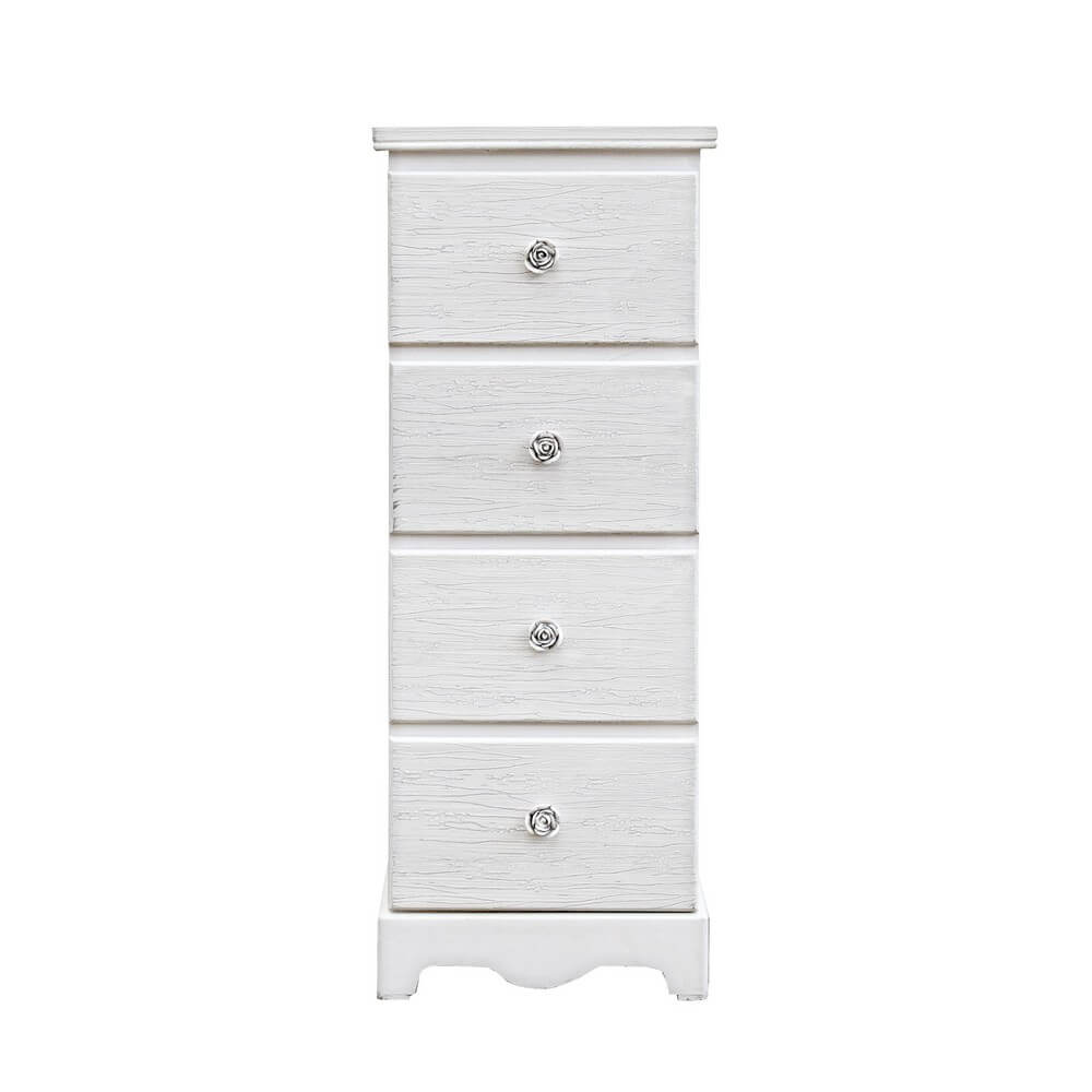 Cassettiera in MDF bianco opaco 4 Cassetti effetto decapato - BLAINE