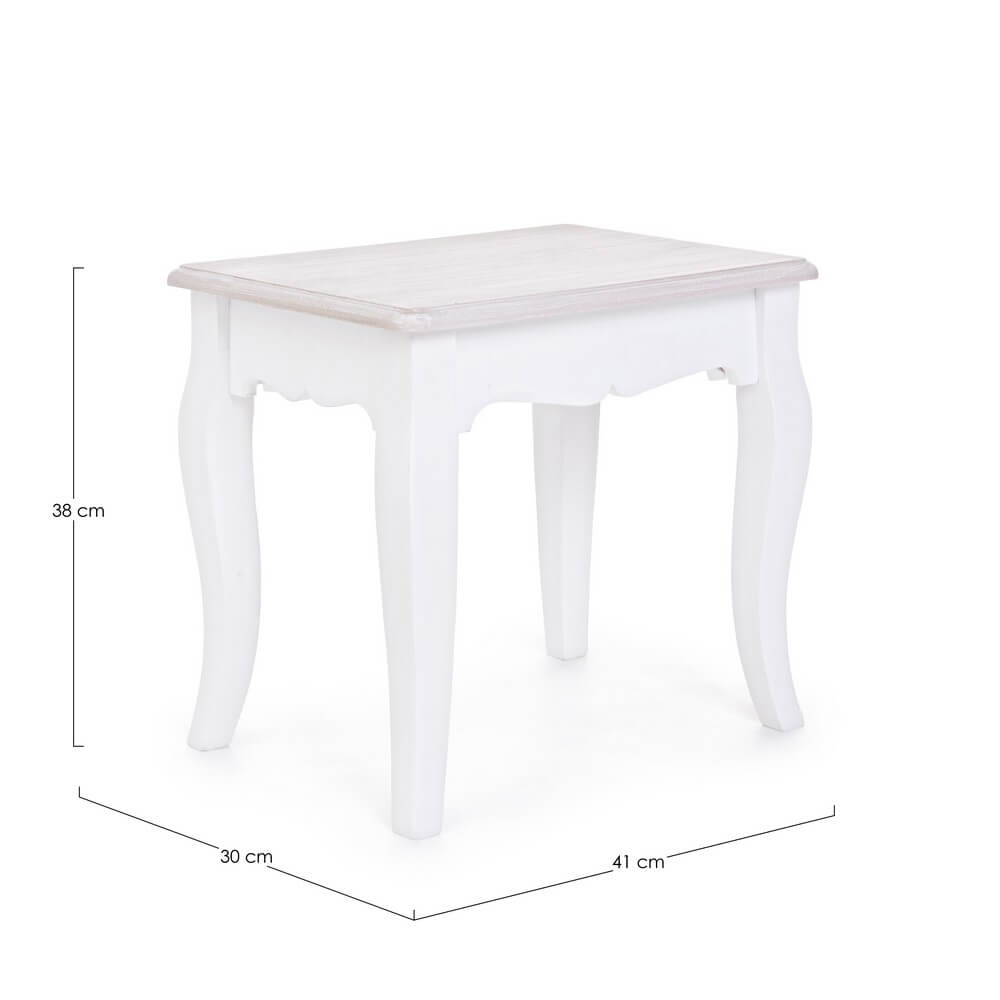 Sgabello in MDF bianco stile romantico con gambe curve - CAROLINE