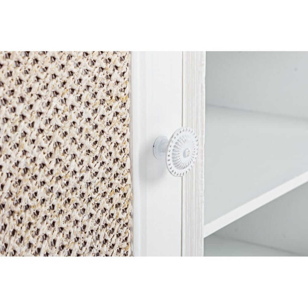 Credenza in MDF con Anta in Tessuto Intrecciato e 3 Ripiani - EVERETT