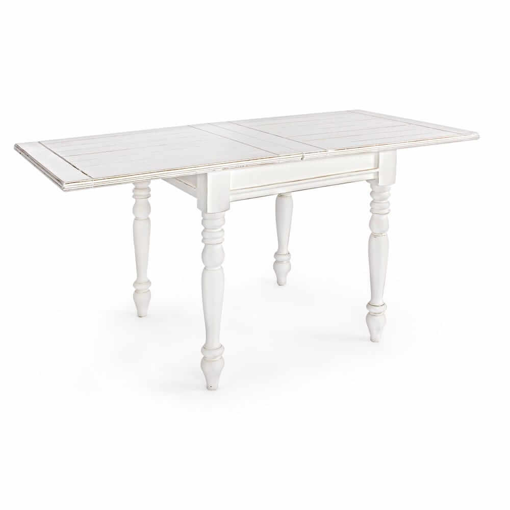 Tavolo Allungabile in Legno Mango Bianco Shabby 80-160x80 cm - MAEVE
