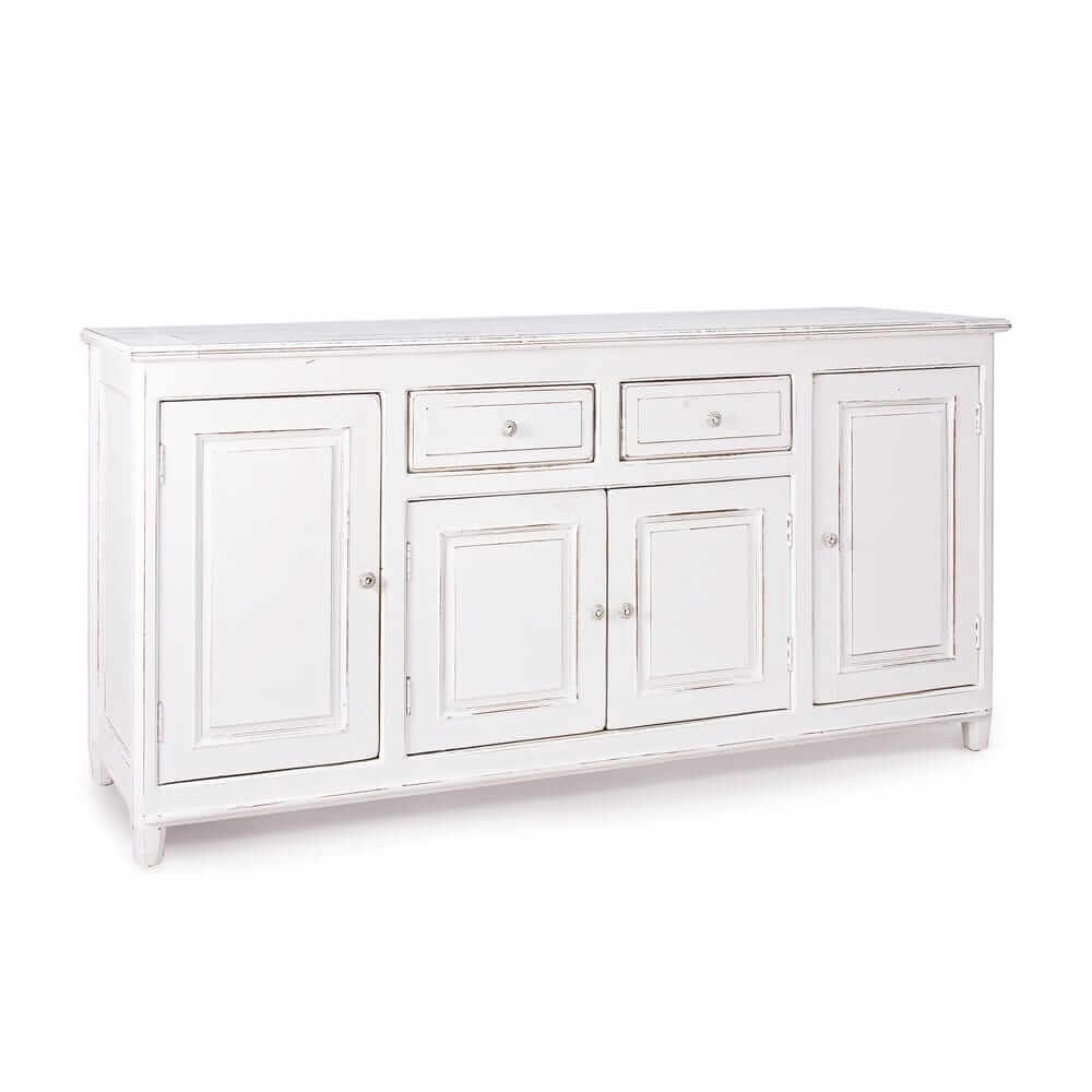 Credenza in Legno Mango 4 Ante 2 Cassetti Stile Shabby Chic - MAEVE