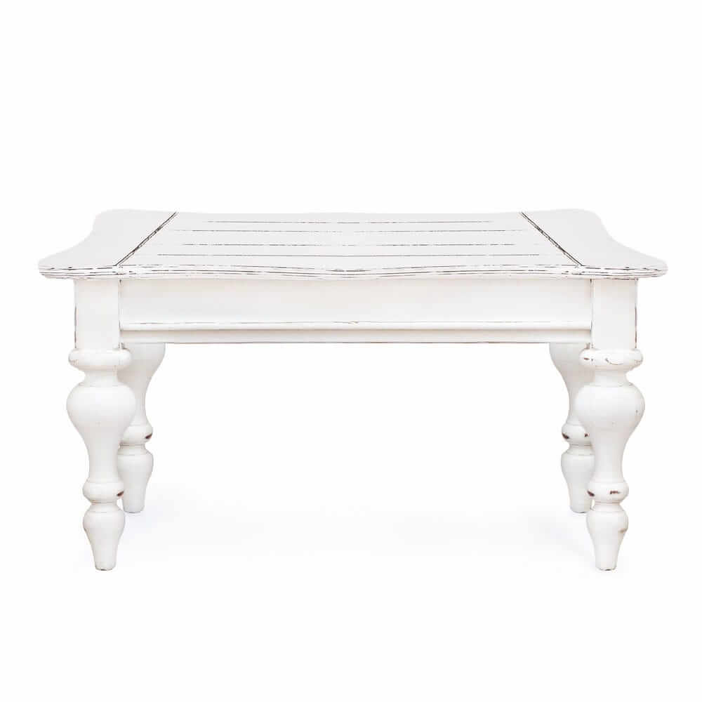 Tavolino da salotto in legno mango massello bianco anticato - MAEVE