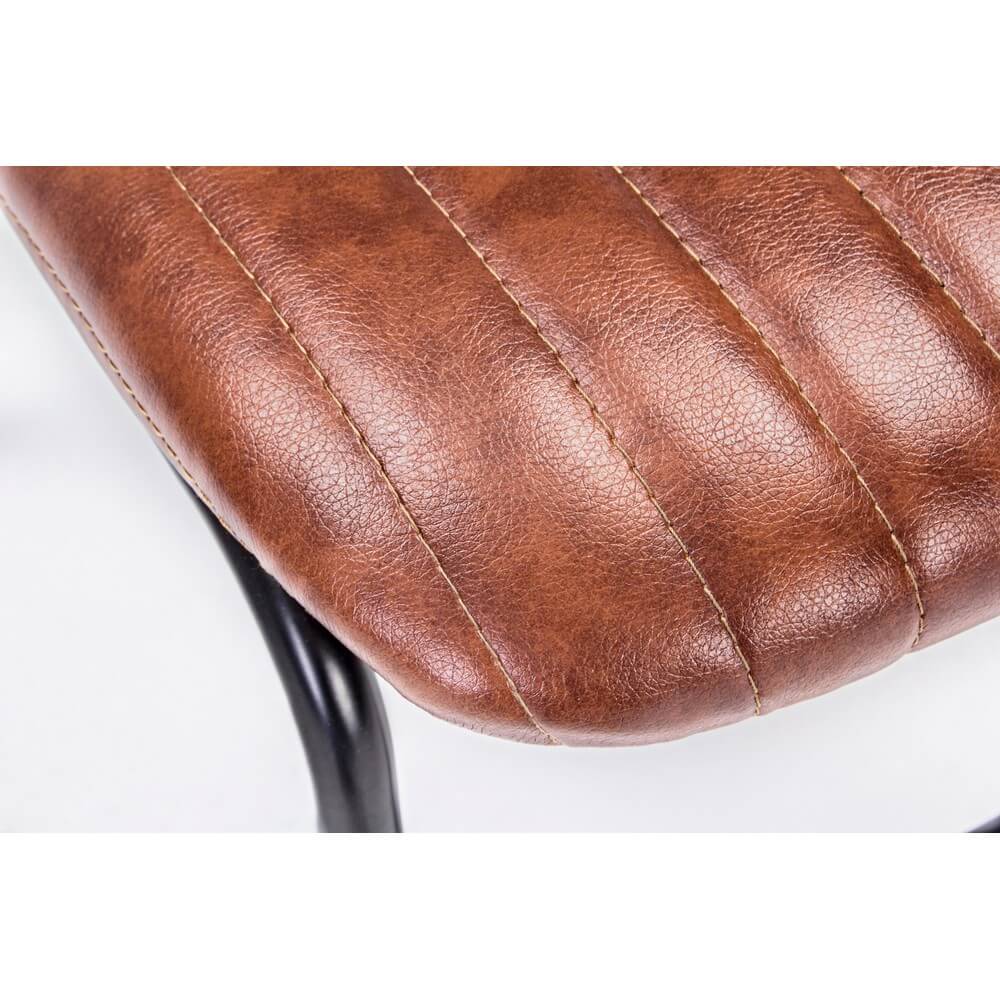 Set di 2 Sedie Imbottite in Similpelle Vintage con Struttura in Acciaio - CAMILLE
