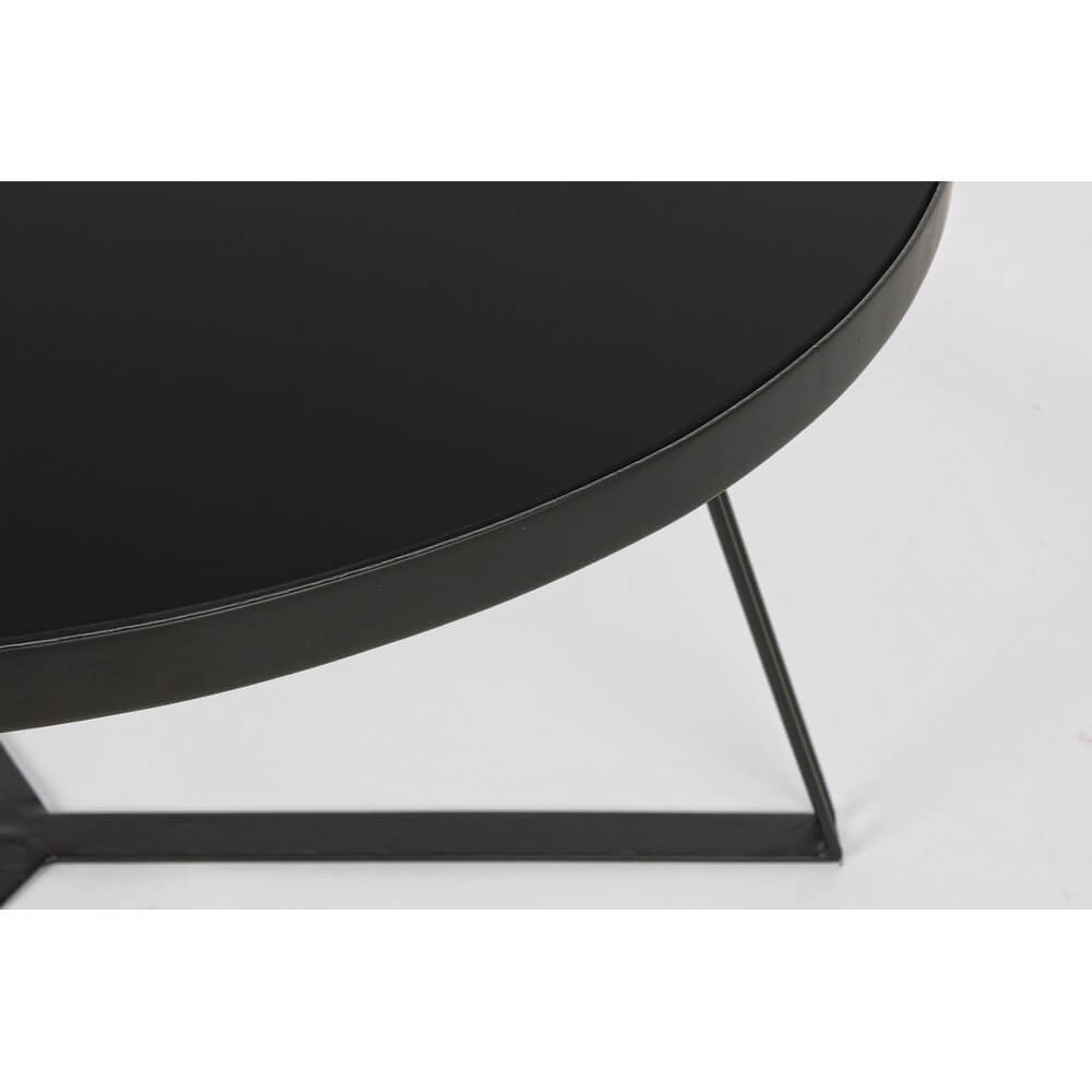 Tavolino rotondo in vetro temperato con base in acciaio nero - MIRIAM